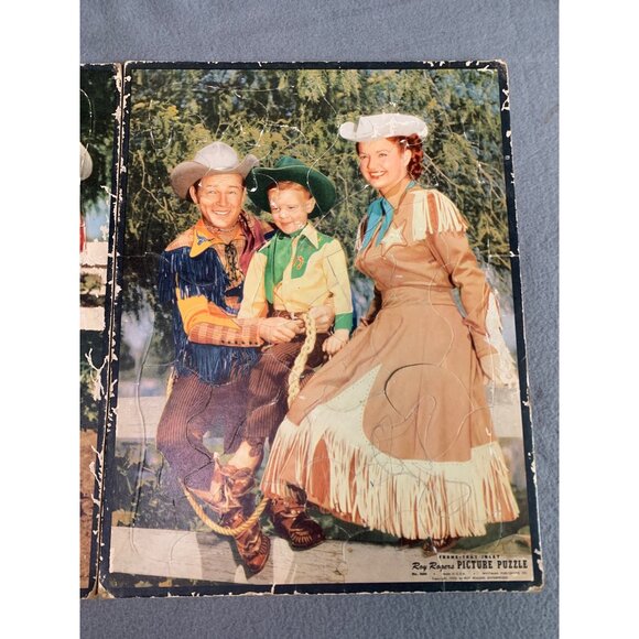 Vintage 1953 Frame Tray inlay Roy Rogers Picture Puzzle Set - Picture 2 of 6